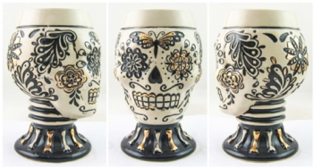 Day of the Dead Black/Gold Goblet