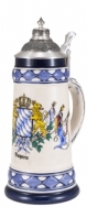 Bavaria Stein with Bayern Flags w/Lid