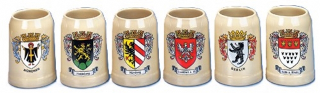 German City Crest Mug-Set of 6 Assorted