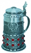 Rubin Pewter Jeweled Stein