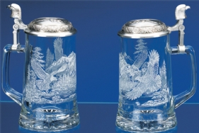 James Meger Glass Bald Eagle Stein
