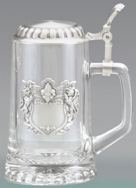 Glass Stein w/ Lion Crest Badge