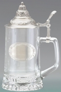 Pewter Emblem Glass Stein w/ Removable Lid