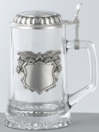GLASS STEIN WITH PATRIOTIC EAGLE BADGE