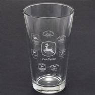 John Deere Etch White Historic Trademarks All-Purpose Glass