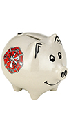 Fireman White Piggy Bank